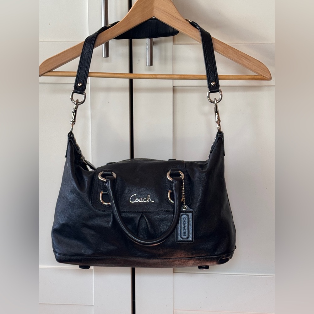 Coach Ashley Satchel (M1149-F15445) Black with chrome hardware.